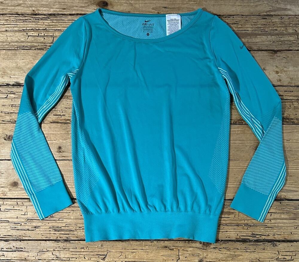 Nike Women's Size S Teal Dri-Fit Epic Crew Knit Training Shirt